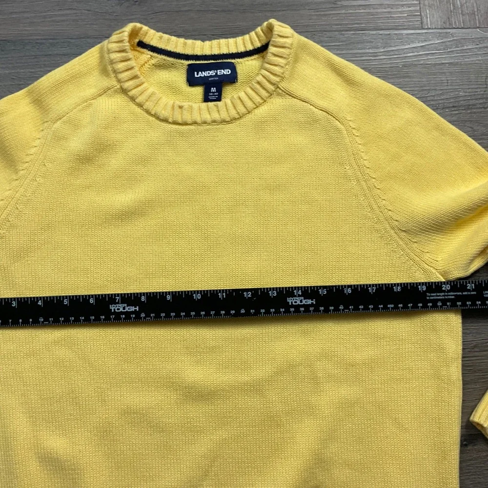 Lands End Drifter 100% Cotton Crewneck Raglan Sweater Mens Medium 38-40‎ Yellow